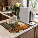 Axyaa Halloween Coffee Dish Mat: Absorbent & Anti-Slip Kitchen Draining Pad