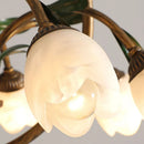 Axyaa Nordic Floral Chandelier: Green Leaf Glass Pendent Lamp