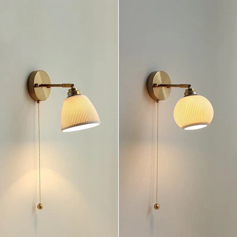 Axyaa Ceramic Shade LED Wall Lamp: Up Down Rotate Stair Lighting Fixture