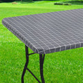 Axyaa Elastic Fitted Rectangle Vinyl Tablecloth for Indoor Outdoor Tables