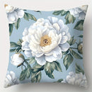 Axyaa Blue Floral Pillow Cover Set, 17.7" x 17.7", Single-Sided Print - Home Sofa Decor