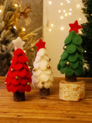 Axyaa Mini Wooden Felt Christmas Tree Ornaments with Bells for Festive Tabletop Decor