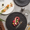 Axyaa Stone Ceramic Steak Serving Plate Set - Restaurant Tableware
