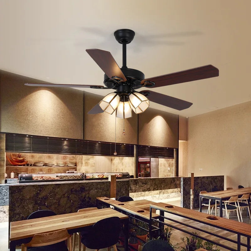 Axyaa Retro Vintage Ceiling Fan with LED Light and Remote Control