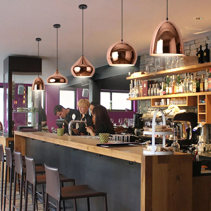 Axya Rose Gold Metal Pendant Lights for Kitchen Dining Bar Café E27