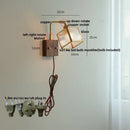 Axyaa Clear Glass LED Wall Light Fixture Walnut Bedside Lamp