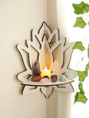 Axyaa Crystal Corner Shelf Wall Display Floating White Wooden Shelves