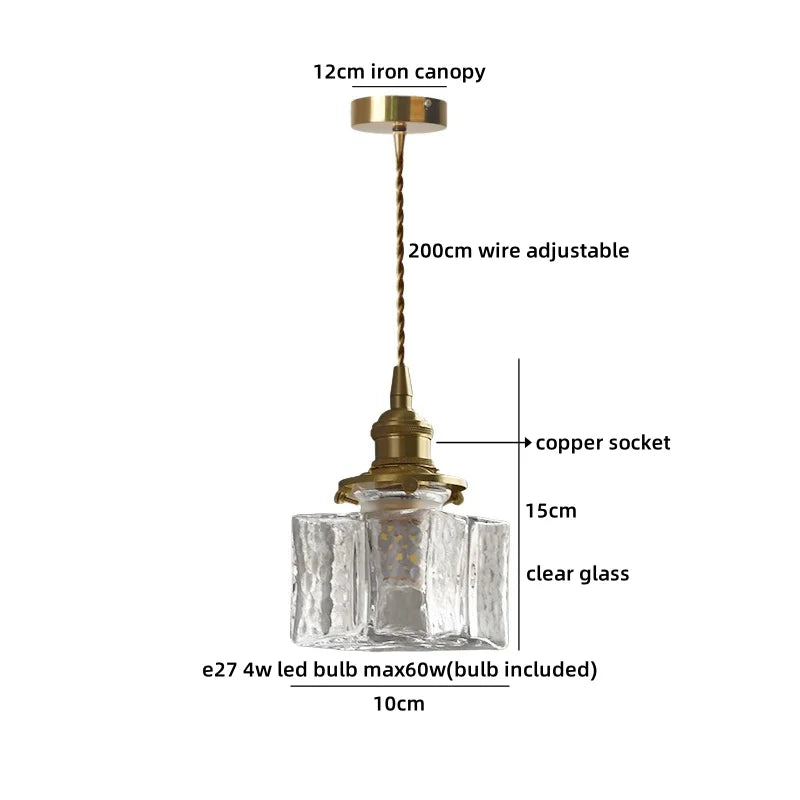 Axyaa Clear Glass Copper Iron LED Pendant Chandelier