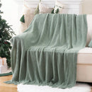 Axyaa Dark Green Knit Throw Blanket - Lightweight Plaid Design for Christmas Decor