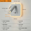Axyaa Rotatable LED Wall Lamp with USB Charging & Switch - Bedroom Spotlight
