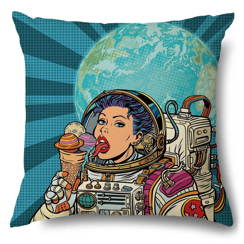 Axyaa Soft Plush POP Comic Portrait Cushion Cover - Home Decor Pillowcase