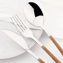 Axyaa 30Pcs Stainless Steel Cutlery Set with Imitation Wood Handle
