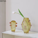 Axyaa Glass Vase Ornament Artistic Flower Vessels - Decorative Hydroponic Flower Arrangement