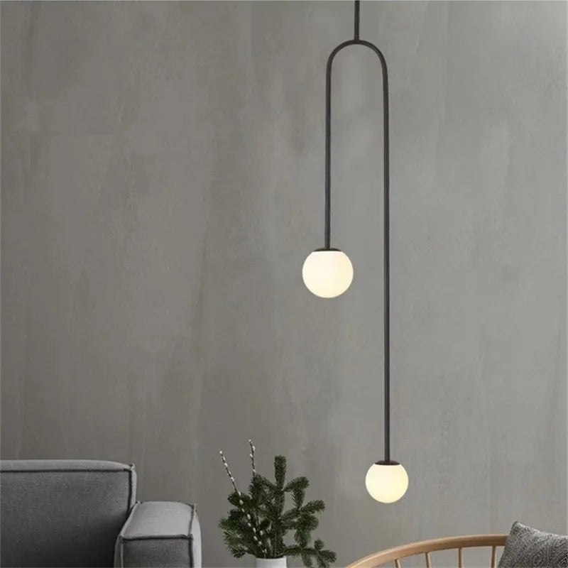 Axyaa Minimalist Geometric Iron Chandelier in Black and Gold