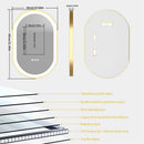 Axyaa Oval LED Bathroom Mirror Gold Frame Anti-fog 3-Color IP56 800/1000/1200MM