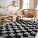 Axyaa Tie-Dye Checkerboard Area Rug for Retro Home Decor