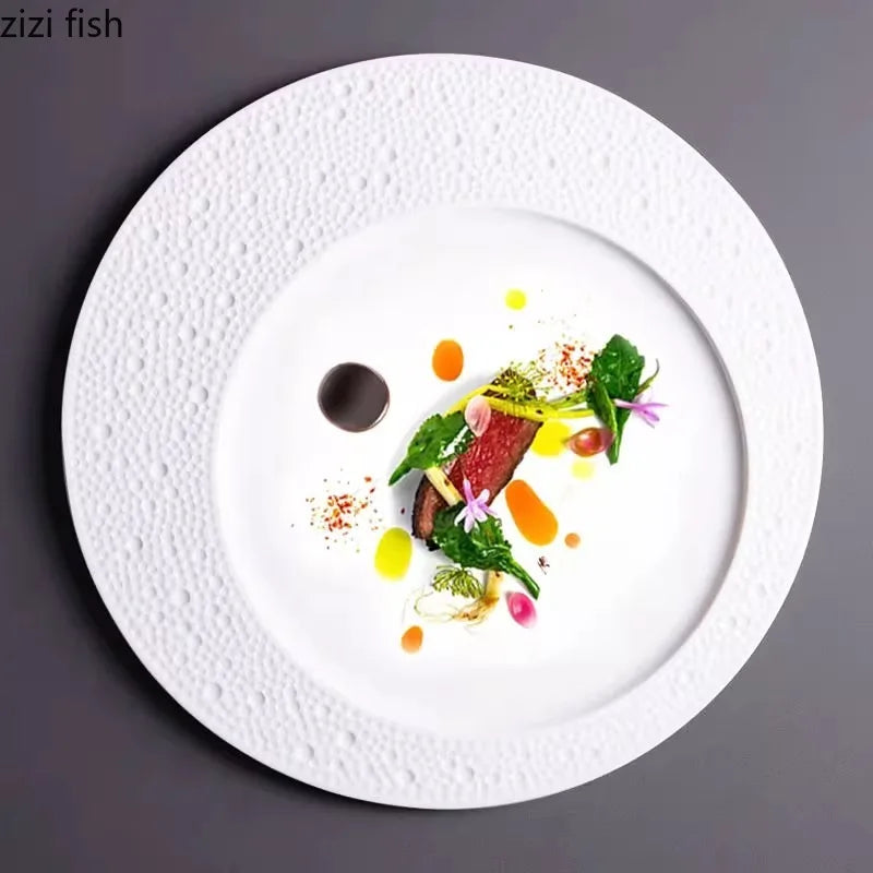 Axya Meteor Shower Ceramic Flat Plate Steak Sushi Dish Molecular Cuisine Specialty