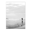 Axyaa Surfboard Coastal Wall Art Canvas - Black and White Beach Posters