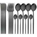 Axyaa Stainless Steel Black Cutlery Set - 16Pcs Mirror Dinnerware Kitchen Silverware Set