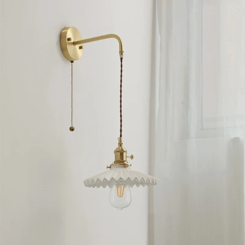 Axyaa Ceramic Copper LED Wall Lamp Sconce - Nordic Stair Light Fixture