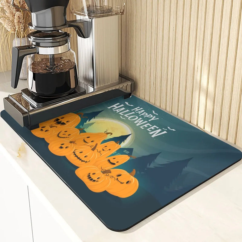 Axyaa Pumpkin Printing Silicone Coasters for Halloween Style Kitchen Décor