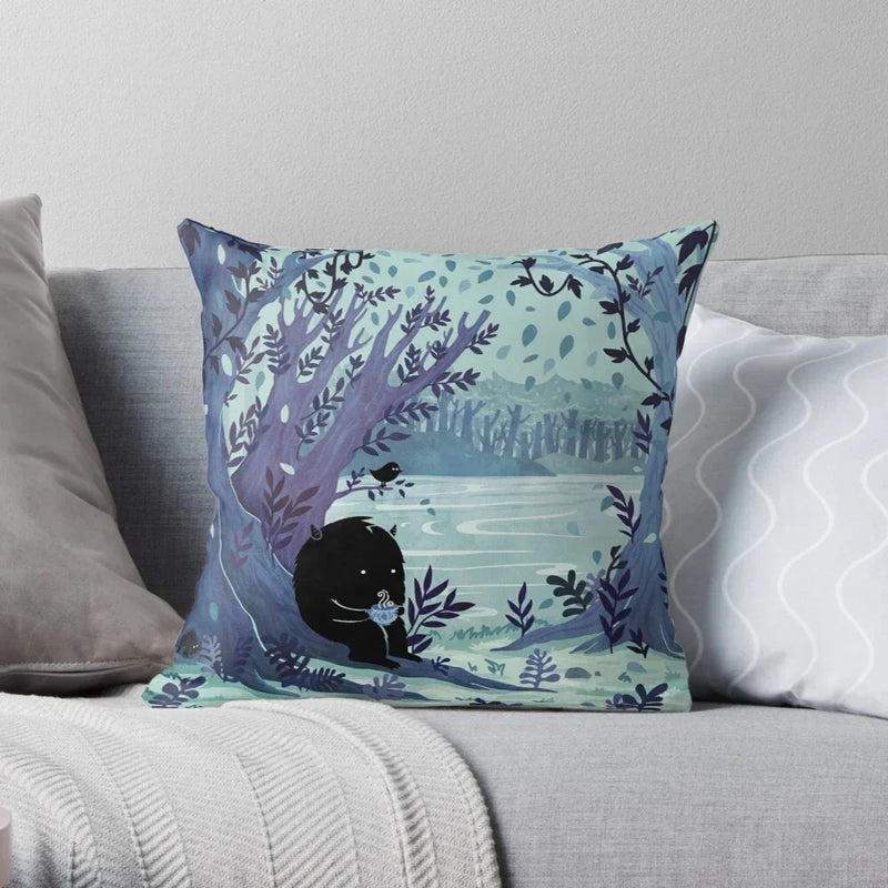 Cute Cat Decorative Pillow Case Cover for Modern Living Room Sofa by Axyaa