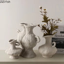 Axyaa Embryo Ceramic Vase Retro Desktop Decor Flower Arrangement Ornament Pot
