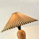 Axya Modern Wood Base Table Lamp with Pleats & LED Bulb