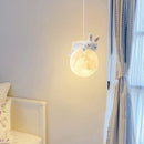 Axyaa 3D Moon Rabbit Night Light Bear Lamp - Children's Room Hanging Pendant