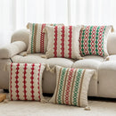 Axyaa Christmas Embroidery Cotton Linen Throw Pillowcase Geometric Cushion Covers