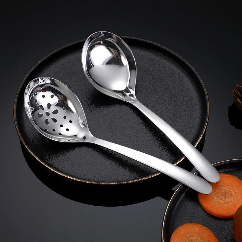 Axyaa Stainless Steel Soup Ladle Serving Colander with Long Handle