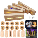 Wooden LED Display Lamp Base for Crystal Resin Art - Axyaa Table Lamp Stand