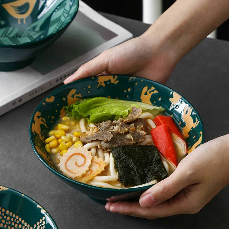 Axya Ceramic Ramen Bowl Set for Home and Kitchen Dining