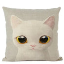 Axyaa Cute Animal Big Eyes Dog Funny Cat Throw Pillow Cover Home Decor Cotton Linen