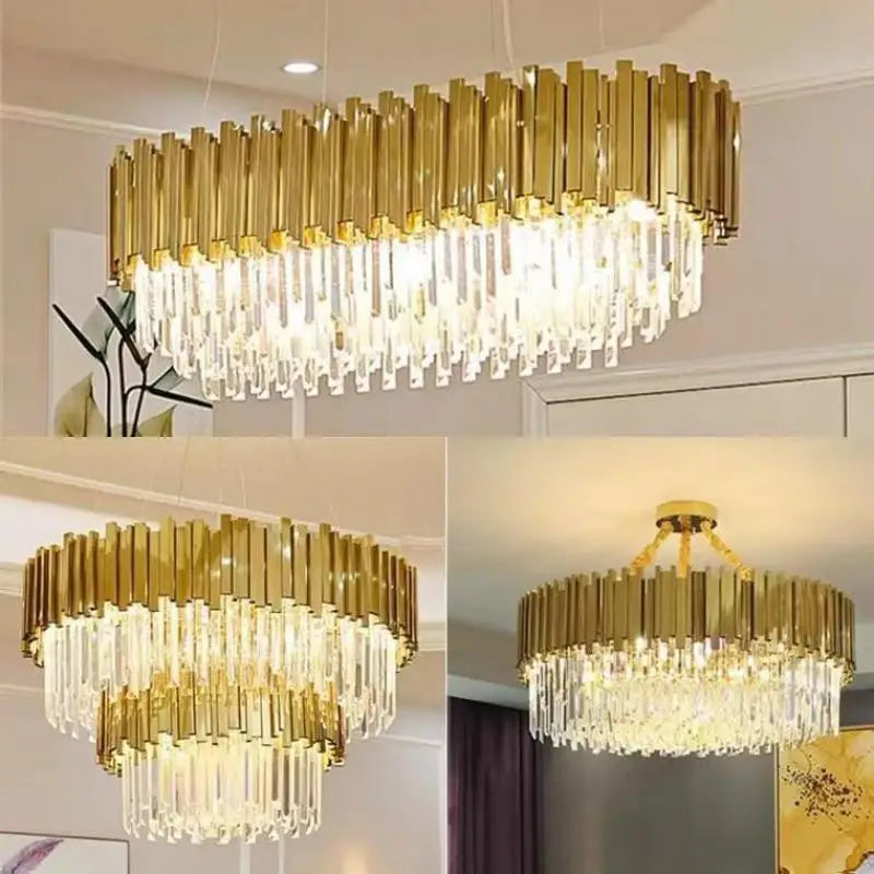 Axyaa European Style Crystal Chandelier for Dining Room Luxury Living Room Pendant Light