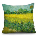 Axyaa Sunflower Starry Sky Oil Painting Polyester Cushion Cover Home Decor Pillowcase