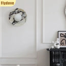 Axyaa Marble White Glass Ball LED Wall Lamp for Luxury Home Decor