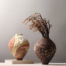 Axyaa Graffiti Vintage Ceramic Vase | Hand-drawn Coarse Pottery Flower Bottle