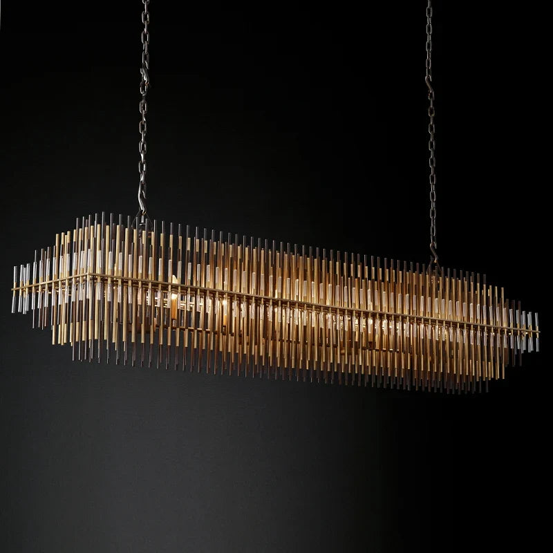 Axyaa Retro Chandelier Kitchen Island Glass Lights Stainless Steel Fixtures