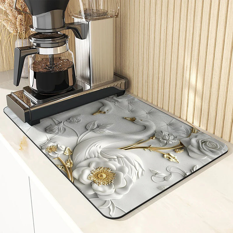 Axyaa Kitchen Absorbent Draining Mat - Quick Dry Dish Drying & Bathroom Pad