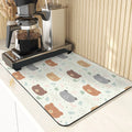 Axyaa Cute Rabbit Pattern Diatomaceous Earth Coasters Mats - Set of 4