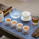 Axya Chinese Jade Ceramic Travel Kung Fu Tea Set with Teapot, Teacups & Bowl Cover