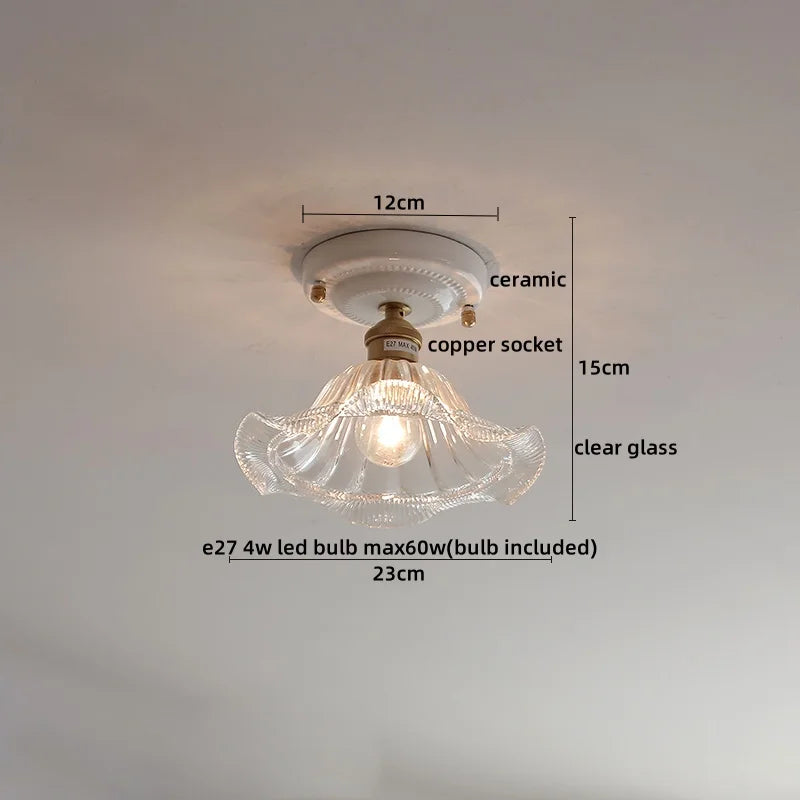 Axyaa Ceramic LED Ceiling Light - Creamy White Nordic Indoor Lamp