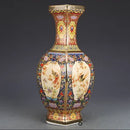 Axyaa Hexagonal Ceramic Enamel Porcelain Antique Entrance Vase