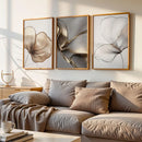 Axyaa Minimalist Floral Canvas Set with Gold Accents