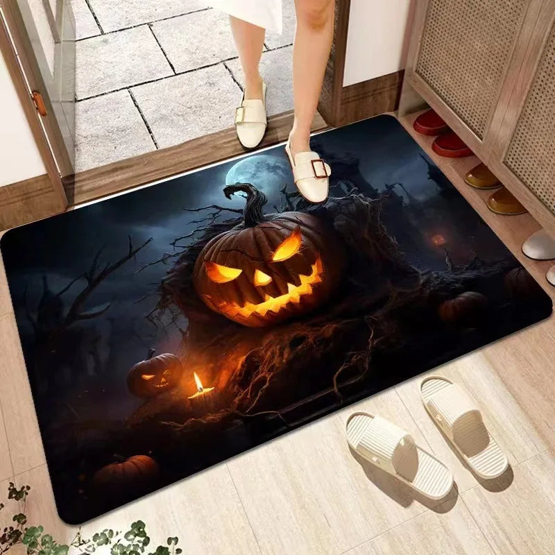 Axyaa Halloween Ghost Face Pumpkin Lantern Floor Mat