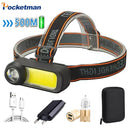 Axya High Lumen COB+LED Rechargeable Headlamp Waterproof Headlight