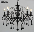 Axyaa Black Iron Crystal Chandelier for Living Room & Bedroom