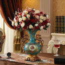 Axyaa European Resin Vase with Dried Flowers Arrangement and Wobble Plate Home Decor