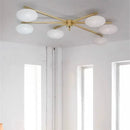 Axyaa Gold Glass LED Chandelier Bauhaus Brass Ceiling Lamp